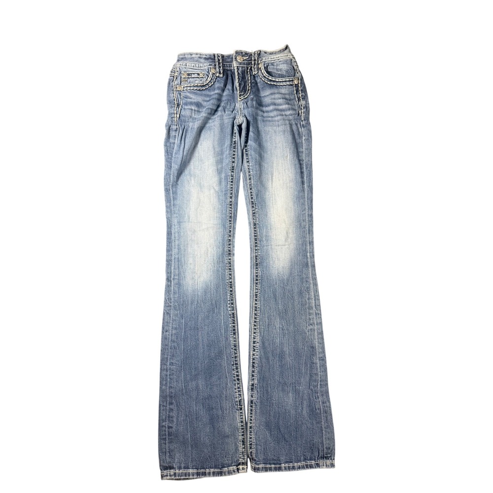 Miss Me Y2K Bootcut Jeans Blue Denim Embellished Pocket Size 25 by 32